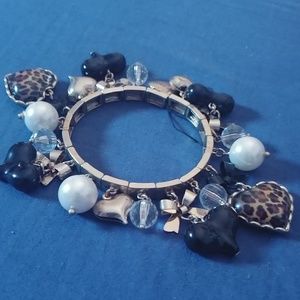 Gold leopard print Betsy Johnson charm bracelet